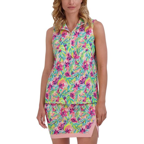 Stella Parker Sleeveless Golf Tennis Pickleball Floral UPF 50 Top Women's M - Picture 2 of 6